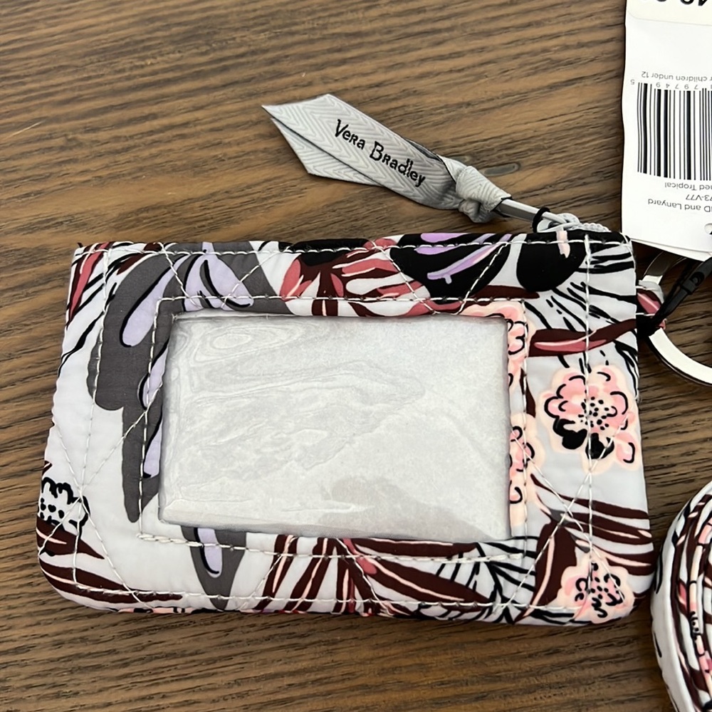 NEW Vera Bradley Ultralight Zip ID & Lanyard in Sun Washed Tropical Pattern - Picture 8 of 14
